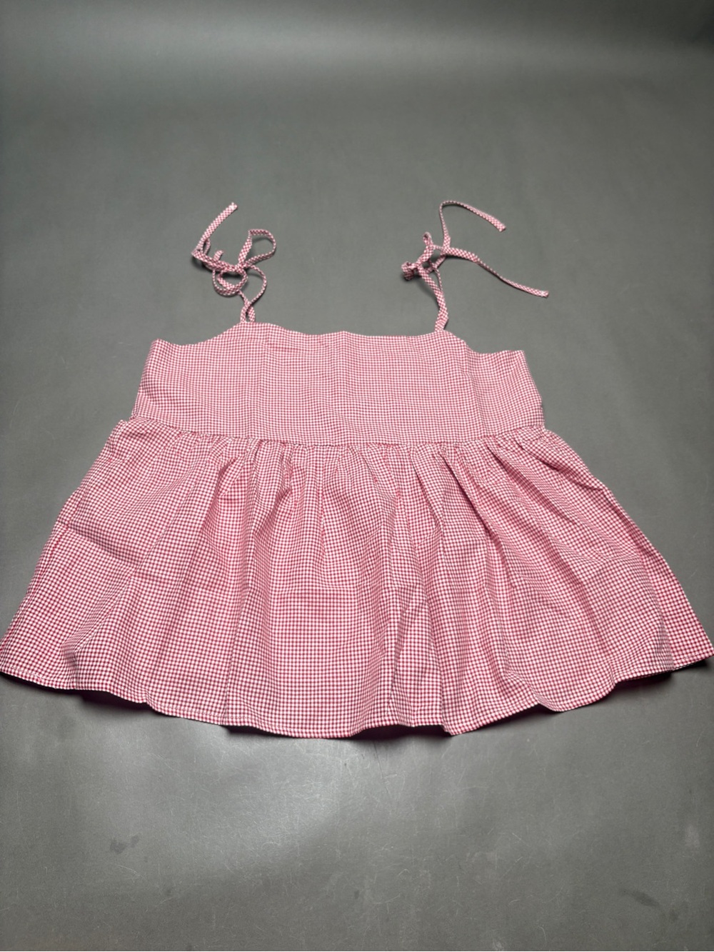 NWOT Gingham Tie-Shoulder Pink Camisole Top